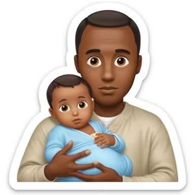 Sean “Diddy” Combs with baby oil and a very small infant sticker