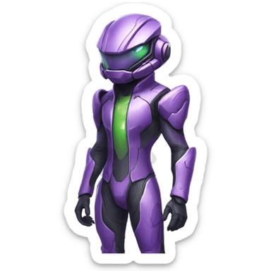 A Reptile-Raptor-Genesect-Mewtwo-Fakémon, with a futuristic visor-helmet, wearing a techwear-suit, Full Body sticker