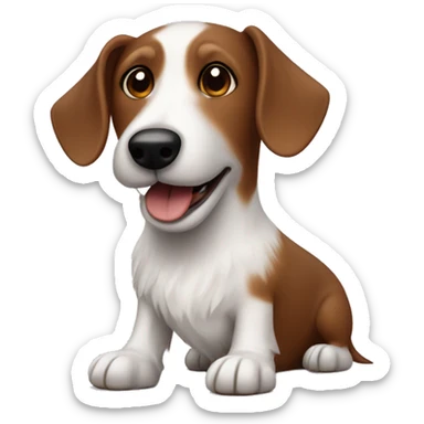 Scruffy white terrier and smooth coat brown dachshund dog friends sticker