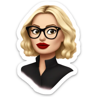 Margot Robbie, red kisses, wearing black glasses  sticker
