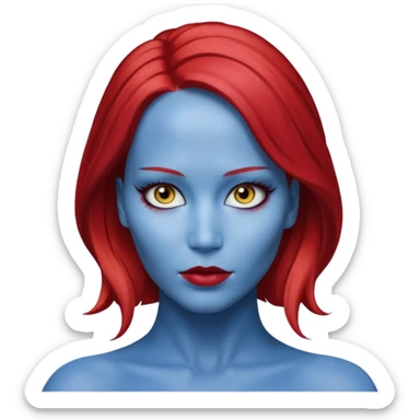 jennifer lawrence x-men mystique red sleek back hair yellow eye  sticker