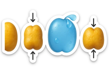 il processo di una cellula adiposa che si sgonfia, e si gonfia di acqua, falla identica all'immagine che ho allegato ma in 3d iperrealistica 4k sticker