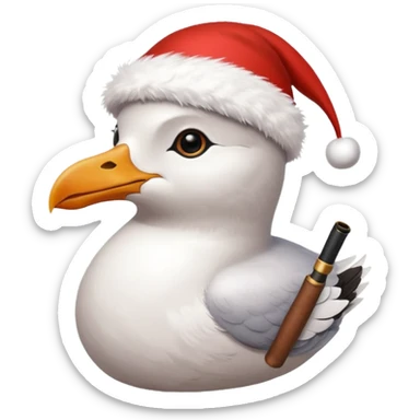 Seagull sherlock holmes with a xmas hat sticker