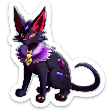cool cartoon anthro edgy distinguished ethereal elegant beautiful fantasy black purple red ethereal fantasy nargacuga-Noivern-cat-Quiana-Fakemon collar harness jewels full body sticker