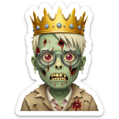 crowned zombie with glasses sticker