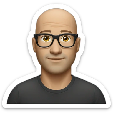 bald white man wearing black half rim ray ban glasses sticker