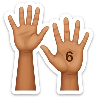 🤷🏻‍♂️ number 6 in left hand and number 7 in the right hand sticker