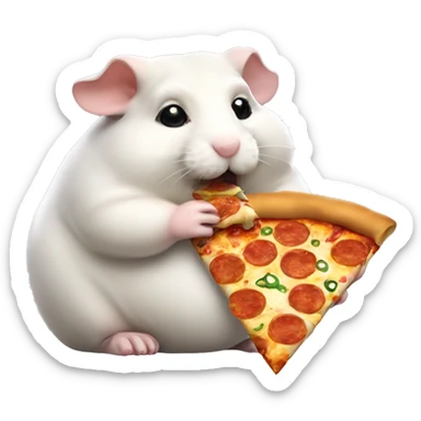 morbidly obese hamster eating pizza sticker