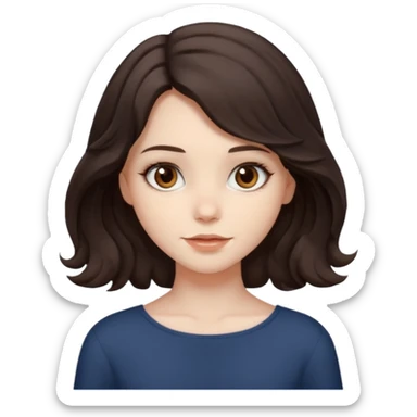 Make a girl with shoulder length wavy very dark cool toned brown hair with brown  sticker