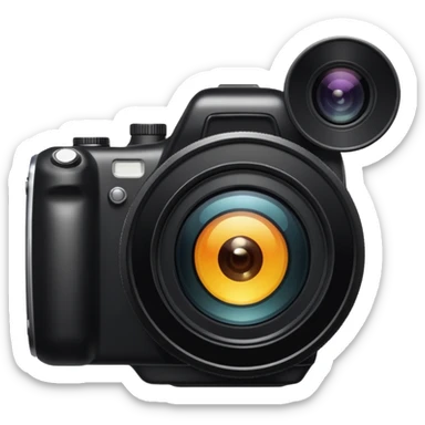 A simple camera lens, apple emoji style, 3/4 view, no face sticker