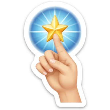 hand with the index finger pointing, sparkling star at the fingertip sticker