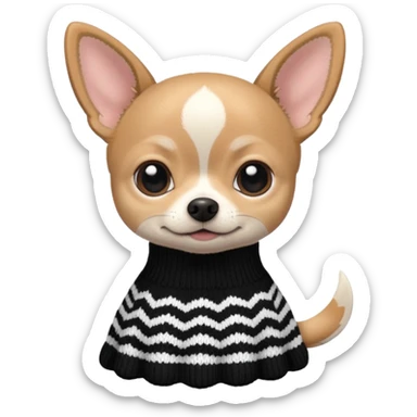 Chiuaua in bianco e nero con vestitino in maglia sticker