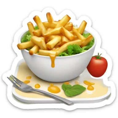 poutine qui mange une salade  sticker