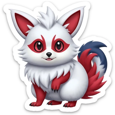  flurry fuzzy Absol-Zorua-Furret-Zangoose-Chinchilla-fusion-animal-Fakémon-hybrid-creature  sticker