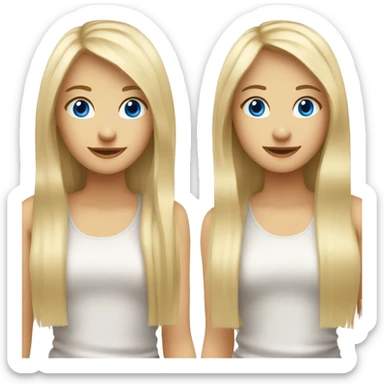 girl with long blonde hair with fringe no hairstyle and blue eyes welcoming happy sticker