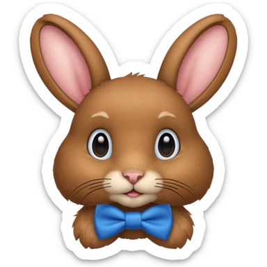 Brown rabbit with blue bow tie sticker