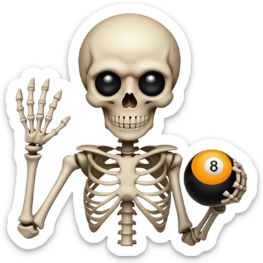 skeleton with an eight ball nine ball in eyes sticker