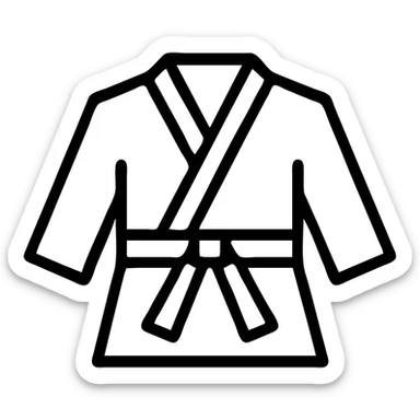 simple white taekwondo gi uniform, black outline icon, no fill, crisp outline sticker