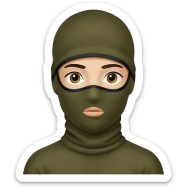 Un joven con un pasamontañas negro que solo le deje ver los ojos y cejas sticker