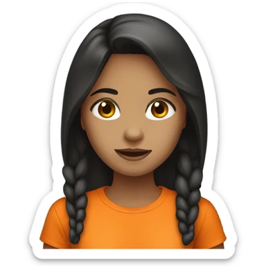 girl with dark hair and orange t-shirt  sticker