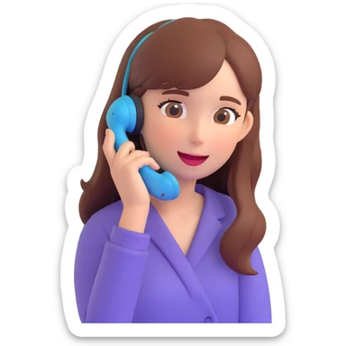 girl talking on phone bedroom background, close up pose sticker