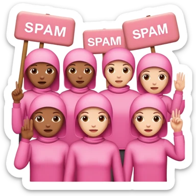 artists in pink protesting for spam meat sticker