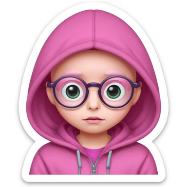 Aliens Pink, hoodie, cute big eyes, glass sticker