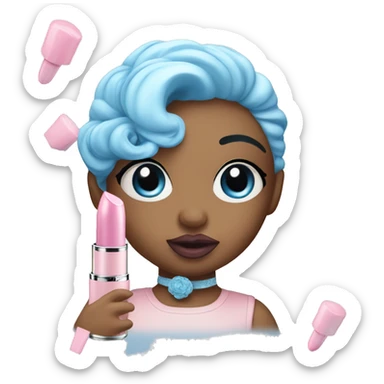 baby blue and baby pink swirled lipstick sticker