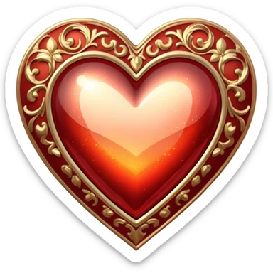 Romantic reddish-golden warm-colored sparkling Valentines vintage aesthetic object item sticker