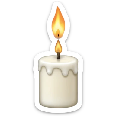 A simple emoji-style illustration of a candle with no flame, the wick slightly burnt, and a small amount of light smoke rising, minimal design, flat emoji look sticker