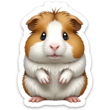 cinematic-[guinea pig]-realistic-full-body-sitting-emoji,-tiny-paws-tucked-close,-head-tilted-dramatically,-fluffy-[solid white]-fur,-simplified-yet-realistic-focused-features,-highly-detailed,-glowing-with-an-almost-sarcastic-glow sticker