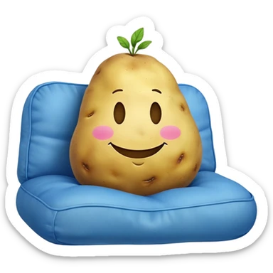Potato whit a smiley face sitting on a cushion sticker
