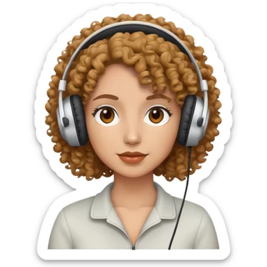 Mujer con rizos y audífonos  sticker