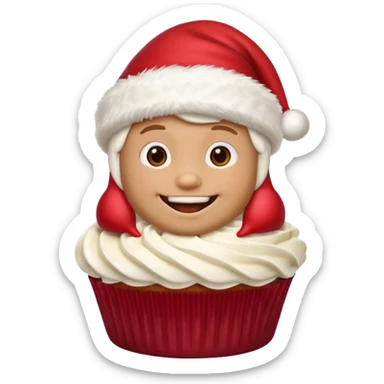 cupcake with a smile and a santa hat sticker