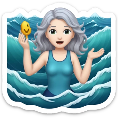 mythological siren gray hair sticker