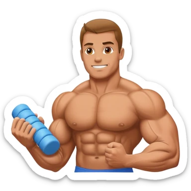 bodybuilder using foam roller sticker