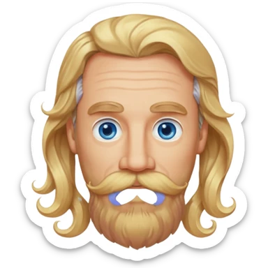 MID AGE MAN WITH LONG BLOND WAVY HAIR, MOUSTACH AND BEARD sticker