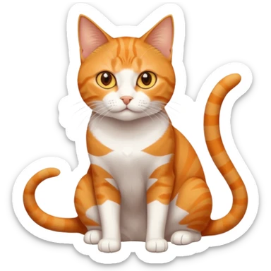 full body orange domestic shorthair slim cat with yellow/orange eyes and a white triangle pattern on his face playing sticker