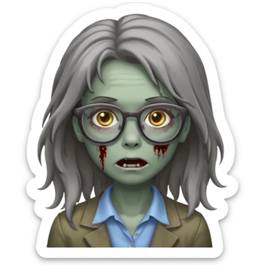 zombie with glasses gray girl long hair sticker