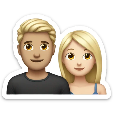 couple cuddling blonde girl, brunette guy  sticker