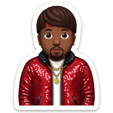 Big Boi from Outkast with dark brown hair, red sequin outfit sticker