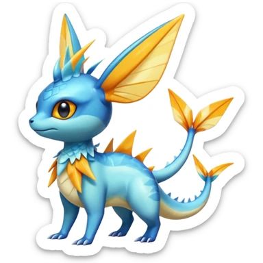 Colorful Shiny Exotic Victini-Salandit-Vaporeon-Fakémon-hybrid-creature (full body)  sticker