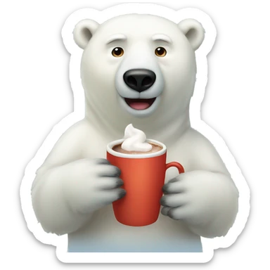Polar bear drinking hot coco  sticker