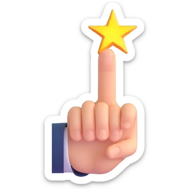 magical finger pointing outward with a glowing star or beam of light at the fingertip, no text sticker