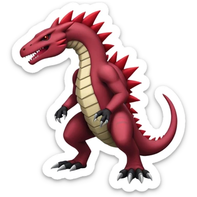 Badass cool edgy black and red salazzle-tyranitar-hybrid, full body sticker