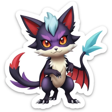 Edgy Cool Kawaii Litten-Noivern-Noibat-Absol-Pokémon Full Body sticker