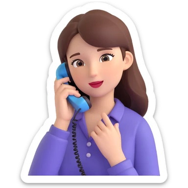 girl talking on phone bedroom background, close up pose sticker