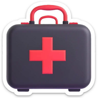 First aid kit with a red cross sticker