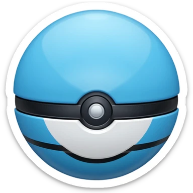 vibrant blue pokeball emoji with a black stripe and highlights, top half vibrant blue, bottom half white sticker