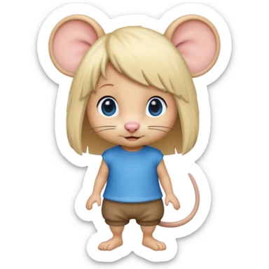 Rat with a blonde wig and blue eyes sticker
